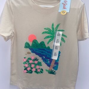New Cat & Jack 5T Toddler Girls Short Sleeve T-Shirt Tropical Palm Tree  (NWT)